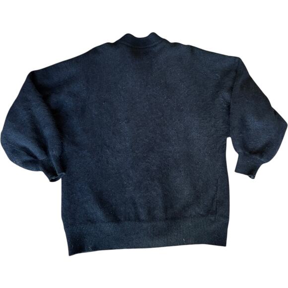 Vtg Sia Bellini black Floral Jeweled Rabbit Hair Wool Blend Cardigan Large - Picture 4 of 16